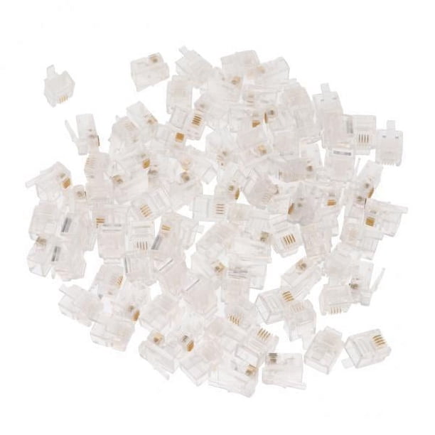 Conector de Engarzado de Cable de Teléfono RJ11 Sunnimix 6P4C 100 Uds