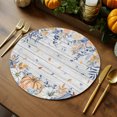 thumbnail image 2 of Orange Blue Fall Round Braided Placemats Set of 2, Thanksgiving Botanical Floral Vintage Heat Insulation Place Mats Washable Non-Slip Table Mats for Kitchen Dining Party, 15 Inches, 2 of 9
