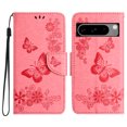 thumbnail image 2 of Feishell Wallet Case for Google Pixel 8 Pro,Retro PU Leather Butterfly Embossed Pattern Full Protection Anti-Scratch Magnetic Clasp Flip Holder Card Slots & Cash Pocket Phone Cover,Pink, 2 of 9