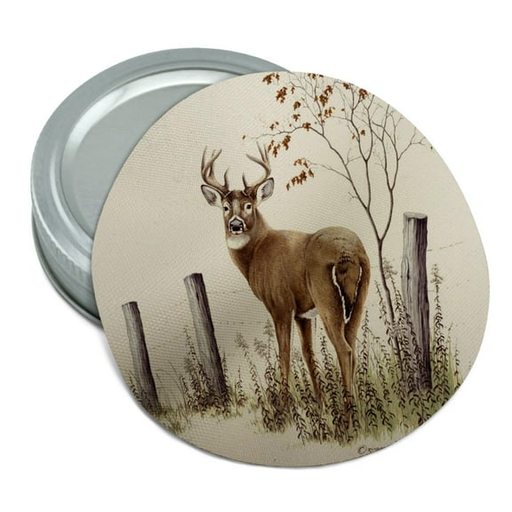 Deer Buck at the Fence Round Rubber Non-Slip Jar Gripper Lid Opener