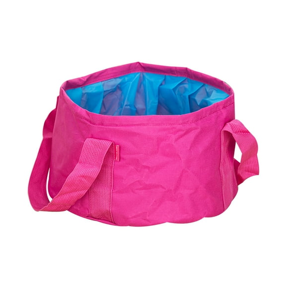 1 cubo plegable portátil multifuncional de 15 l para exteriores, ideal para acampar y hacer senderismo (color rosa, forro aleatorio).