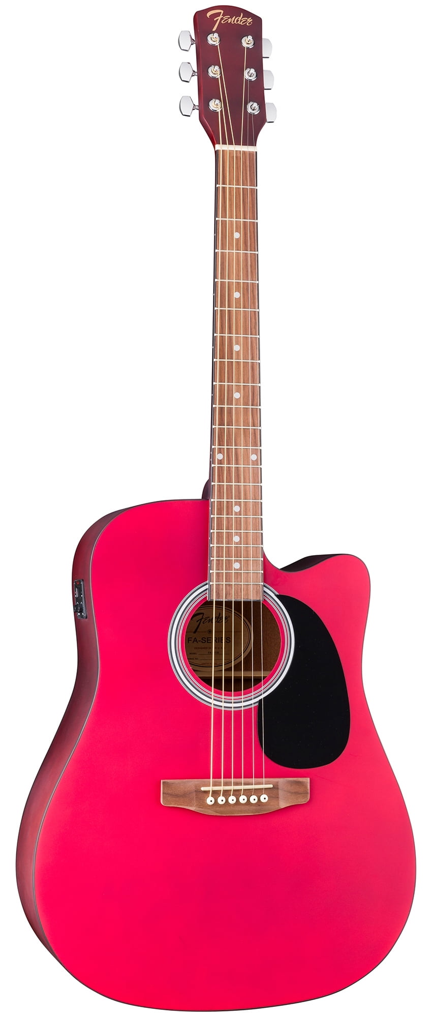 Fender FA Series Dreadnought Acoustic-Electric Guitar - Crimson Red Bundle with Case, Strings, Picks, and Austin Bazaar Instructional DVD