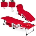 thumbnail image 1 of Gymax 2PCS Tanning Chair w/Face Arm Holes 4-Level Backrest & Head Pillow Side Pocket Red, 1 of 10