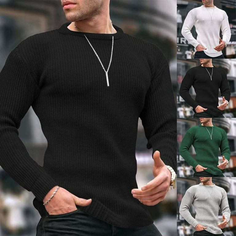 Mens Long Sleeve Waffle Thermal Shirt Tee Crew Neck Layering Color Size NEW  Top 