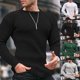 thumbnail image 4 of Mens Long Sleeve Waffle Thermal Shirt Tee Crew Neck Layering Color Size New Top, 4 of 8