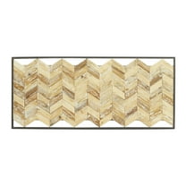 DecMode Brown Teak Wood Handmade Chevron Panels Geometric Wall Decor with Distressing