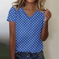 thumbnail image 2 of Summer Blouses for Women Polka Dot Print Shirt Short Sleeve V Neck Tshirts Trendy Dressy Casual Tops Blusas Mujer Basicas, 2 of 5