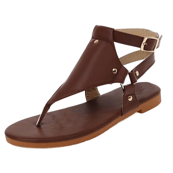 IUJSOY Women's Thong Flat Sandals Ankle Strap Slingback Gladiator Flip Flops Casual Roman Beach Shoe