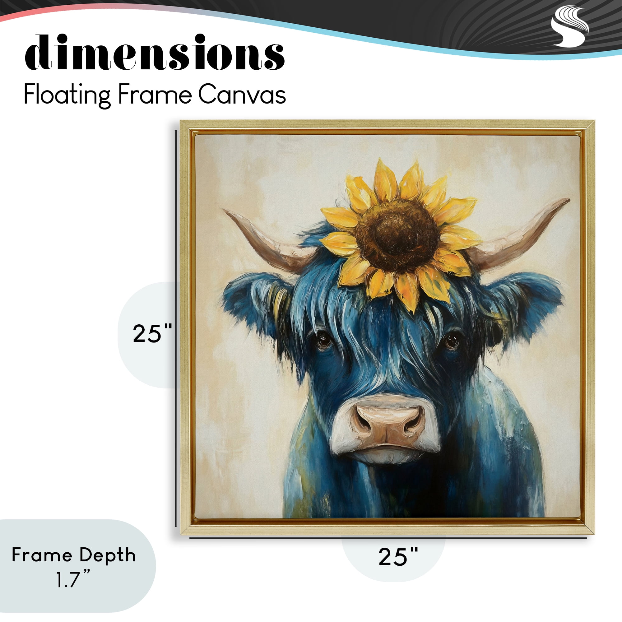 Stupell Industries Pastoral Sunflower Highland Gold Framed Floater Canvas Wall Art, design by Tina LeCour