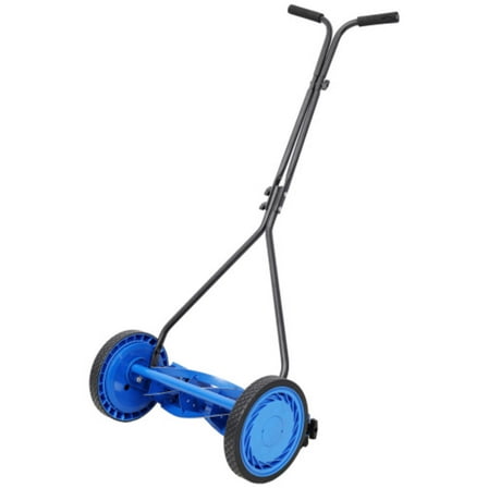 16-inch Hand-Pushed Reel Mower - Blue Model - Silent and Fuel-Free - Ideal for Small Yards and Lawns