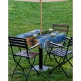thumbnail image 4 of Fsddascl Blue Mountain Outdoor Tablecloth - 60x60 Inch Square Dining Table Cover, Modern Art Green Forest Lake Waterproof Outdoor Table Cloth with Umbrella Hole & Zipper for Picnic/Patio/Party, 4 of 7