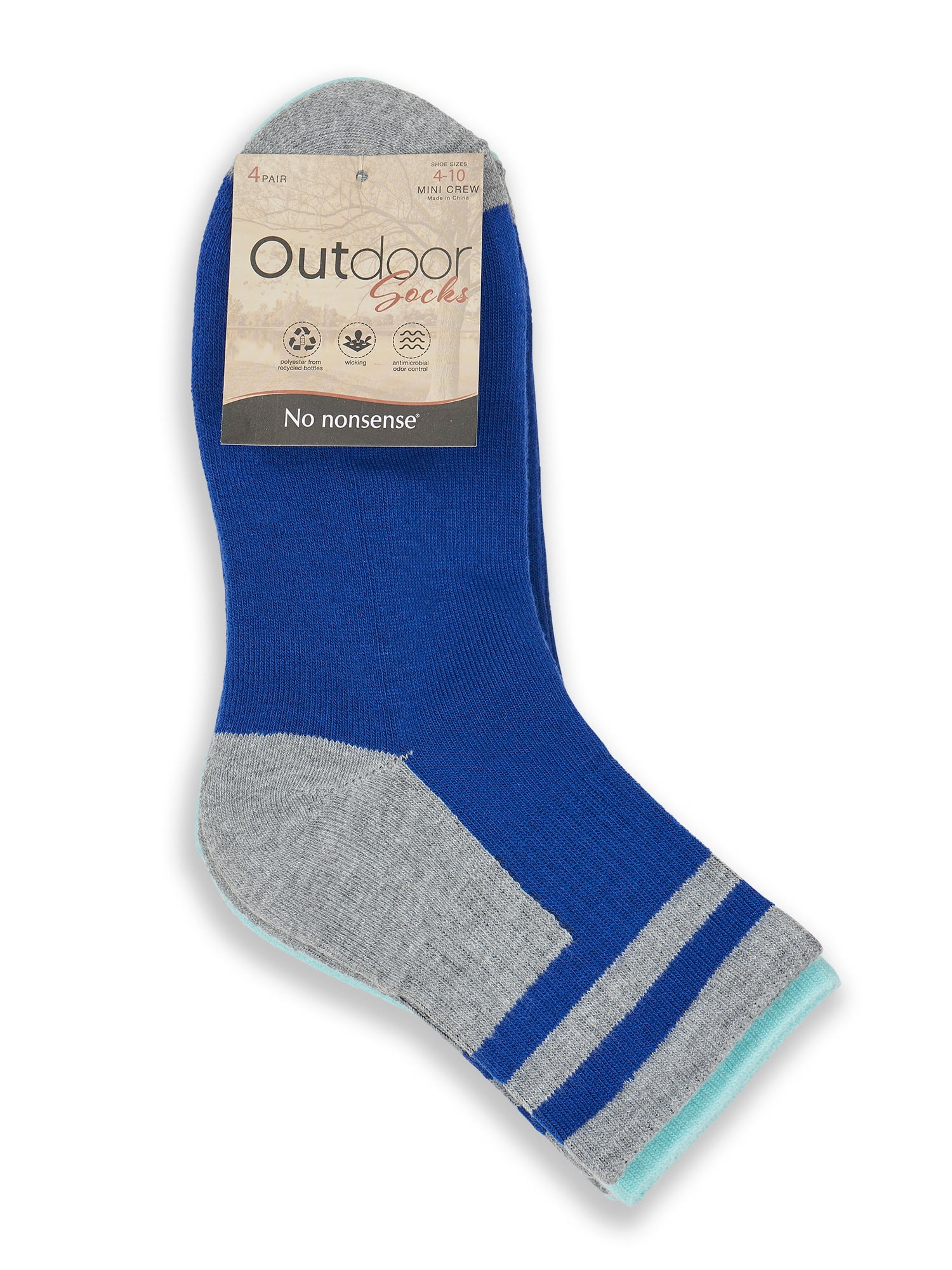 No Nonsense Outdoor Women's Colorblock Mini Crew Sock, 4 Pack