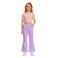 thumbnail image 2 of Angala Little Girls School Pants Flared Leg With Fleece Lined Fall Casual Girls Pants Size 5-6 Years Purple, 2 of 5