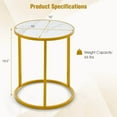 thumbnail image 2 of Gymax 2PCS Sintered Stone Top Round Side Table 16''x16'' End Table w/ Golden Metal Frame Gold, 2 of 10