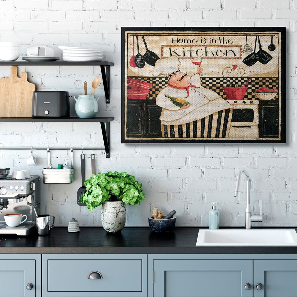 Stupell Industries Home is in the Kitchen with Happy Chef Illustration Designed by Dan DiPaolo