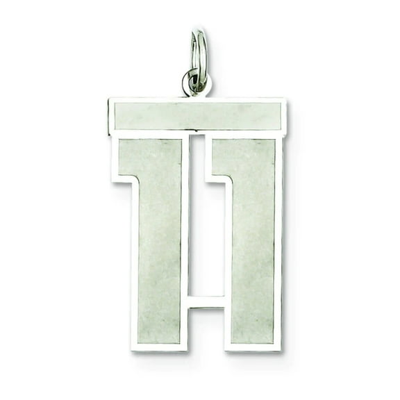 Sterling Silver/Rhodium-plated Satin Number 11 Charm QPP11