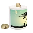 thumbnail image 2 of Romantic Piggy Bank, Married Couple Walking on the Beach Tropical Fauna and Flora, Ceramic Coin Bank Money Box for Cash Saving, 3.6" X 3.2", Pale Green Seafoam Black, by Ambesonne, 2 of 4