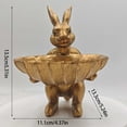 thumbnail image 3 of Vintage Gold Bunny Jewelry Holder Tray, Decorative Resin Rabbit Statue Trinket Dish for Ring, Earring Organizer, Easter Desktop Ornament Figurine, Photo Prop for Home Decor, 3 of 7