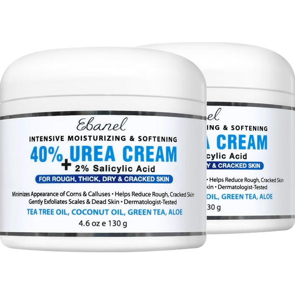Crema para pies Ebanel Urea 40% con ácido salicílico y 2% para piel seca, paquete de 2