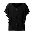 thumbnail image 5 of Tops for Women Trendy Tunic Blouse Floral Women Cool Gear Ladies Trendy Tops Sweater Tees for Ling Sleeve T Shirts Band 13 Tall Shirts Casual Long Sleeve Cropped Satin Shirt Short Ladies Black XL, 5 of 6