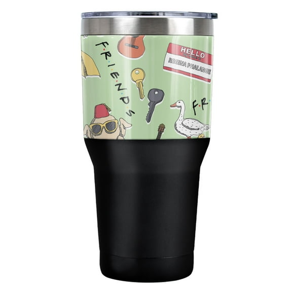 Friends Iconic Pattern Stainless Steel Tumbler 30 oz Coffee Travel Cup, Vacuum Insulated & Double Wall with Leakproof Sliding Lid