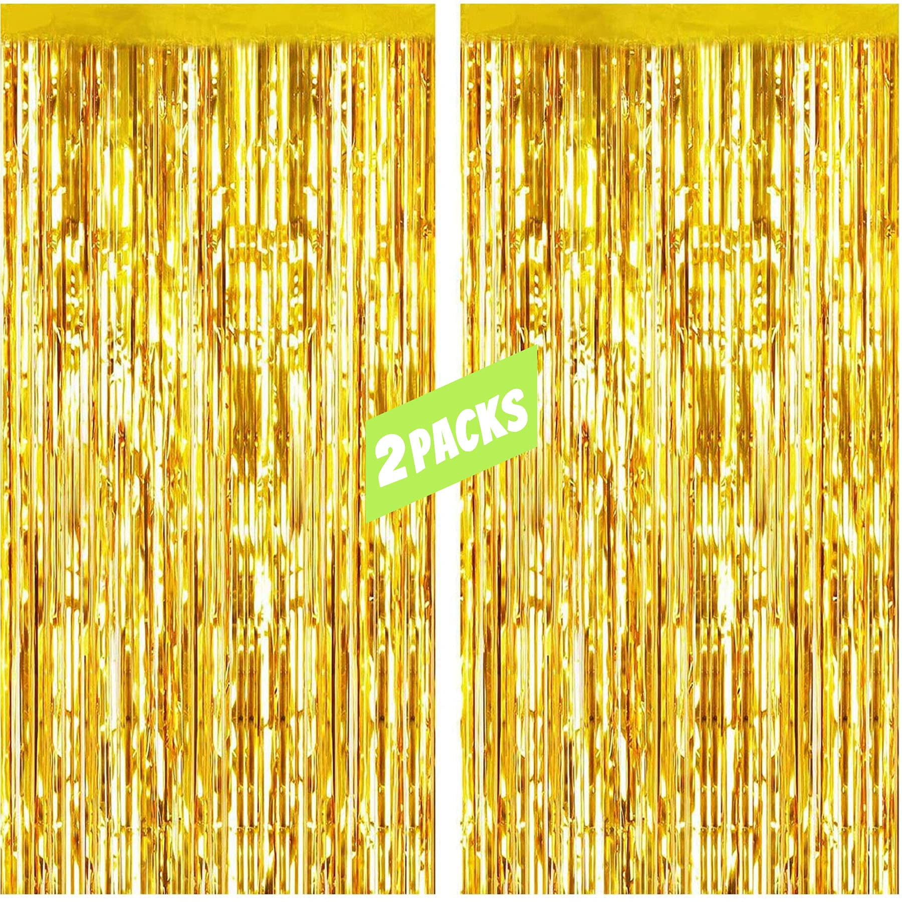 2pcs Tinsel Curtains,6.5ft Foil Fringe Curtain for Decoration Metallic