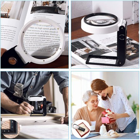 2 Pieces Magnifying Glass with Light, 10X 25X Handheld and Standing LED ...