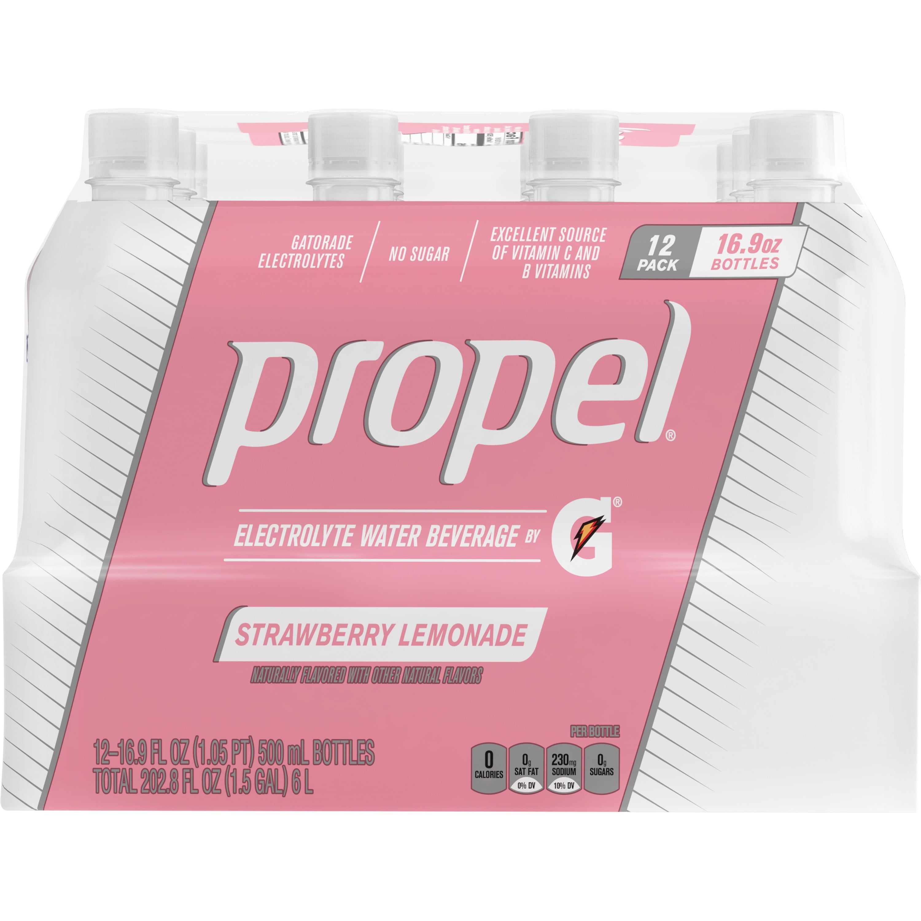 Propel Water, Strawberry Lemonade, 16.9 Fl Oz, 24 Count