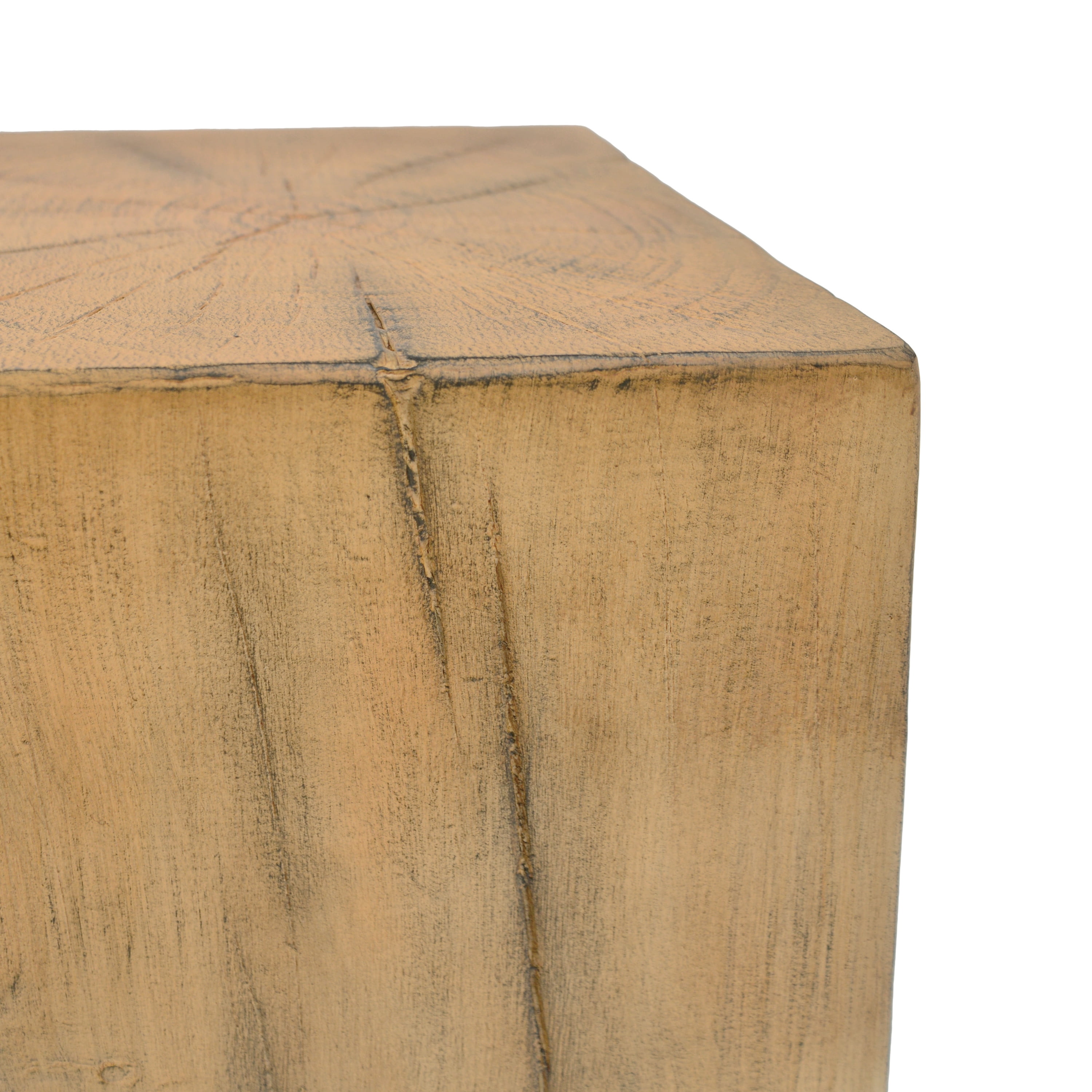 Square-Column End Table, Wood-Look Table for Indoor Outdoor Use, Natural Color