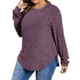thumbnail image 3 of Fantaslook Womens Plus Size Tops Crewneck Long Sleeve Shirts Loose Tunic Tops Curved Hem Fall Pullover, 3 of 9