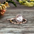 thumbnail image 3 of 2.25 Carat 6mm Round Cut VS Morganite Engagement Ring Set 10k Rose Gold Milgrain Band Halo Anniversary Gift Personalized for Brides, 3 of 5