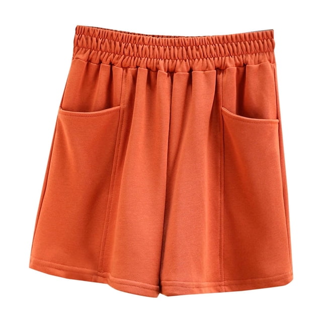 FNFYFH Clearance Womens Exercise Loose Fit Solid Color Summer Sport Shorts Quick Dry Running Shorts,Orange