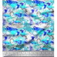 thumbnail image 1 of Soimoi Green Rayon Fabric Brush Stroke,Star & Heart Fabric Prints By Yard 56 Inch Wide, 1 of 1