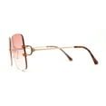 thumbnail image 4 of Classic 90s Rimless Large Rectangle Luxury Sunglasses Gold Rose Red, 4 of 4