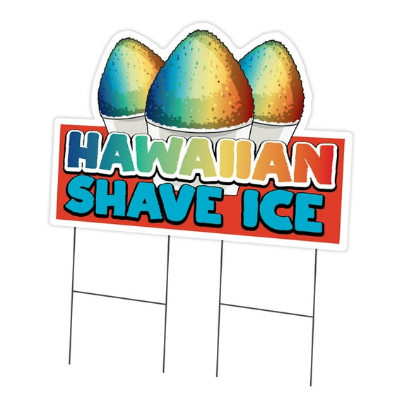 Hawaiian Shave Ice 24" x 36" Yard Sign & Stake | Advertise Your Business | Stake Included Double Sided Image | Made in The USA