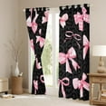 thumbnail image 3 of Manfei Cartoon Princess Bowknot Curtains Pack of 2 (42x84 Each) for Teens, Black Pink Ribbon Curtains Blackout, Romantic Leopard Print Bedroom Curtains, Window Curtains Bedroom Decor, 3 of 6