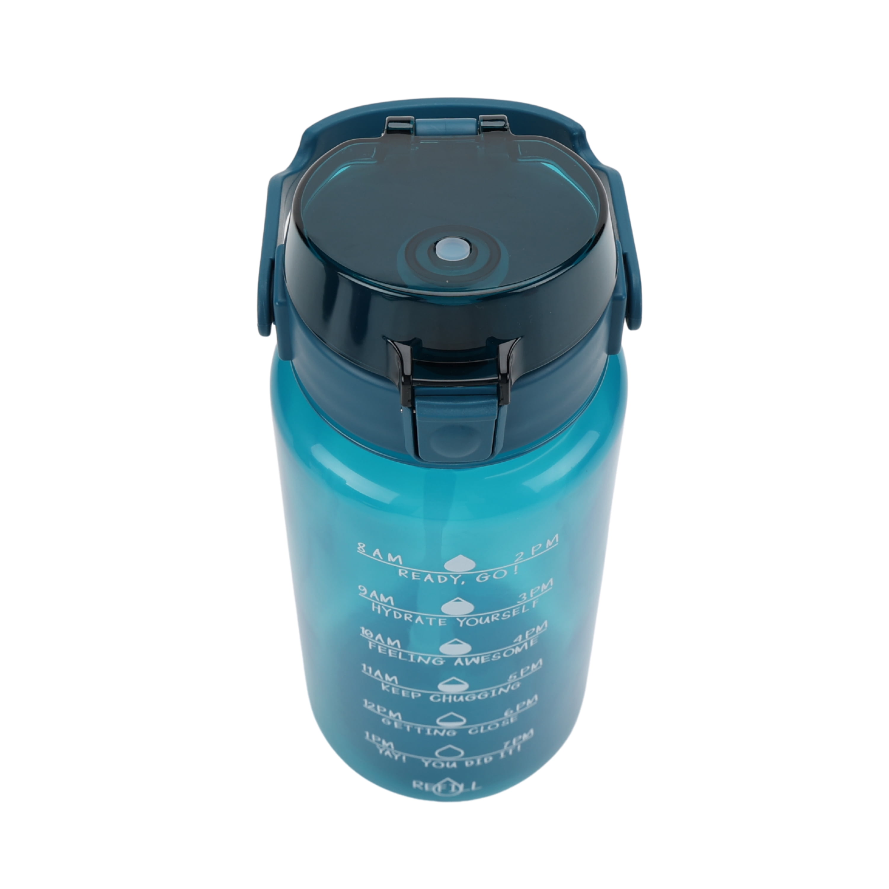 Mainstays 48 oz Blue Plastic Water Bottle with Handle and Built-In Phone Holder