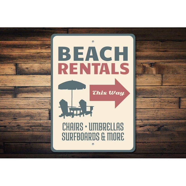 Letrero de alquiler de playa, letrero de silla de playa, letrero de flecha de alquiler, letrero de condominio de playa, letrero de playa pública, letrero de club de playa, letreros de playa, tamaño: