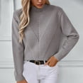 thumbnail image 2 of GDREDA Chandail à Manches Longues pour Femmes Ample Décontracté Col Roulé Doux Tricoté chandail-Over Gris,P, 2 of 7
