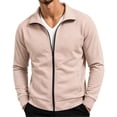 thumbnail image 2 of XRoczxe Men's Full Zip Up Track Jacket, Stand Collar Solid Color Sweatshirt, Casual Long Sleeve Lightweight Coat with Pockets for Spring Fall Daily Wear, 2 of 7