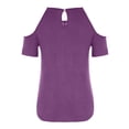 thumbnail image 5 of Lace Blouse for Women Cold Shoulder T-Shirt Cut out Pleated Front Summer Short Sleeve Top, 5 of 6
