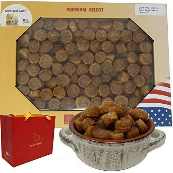 DABC OAK LAND Japanese Hokkaido Natural Sun Dried Top Graded Large Size Scallop Conpoy 1LB=453g/Box 特级大号日宗谷足干贝 江瑶柱 100-120只/磅 JS # 149 L Box