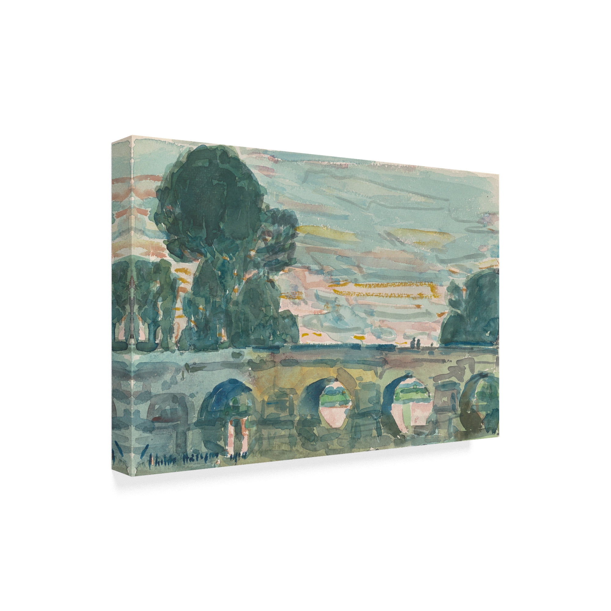 Trademark Fine Art 'The Bridge At Grez' Canvas Art by Childe Frederick Hassam