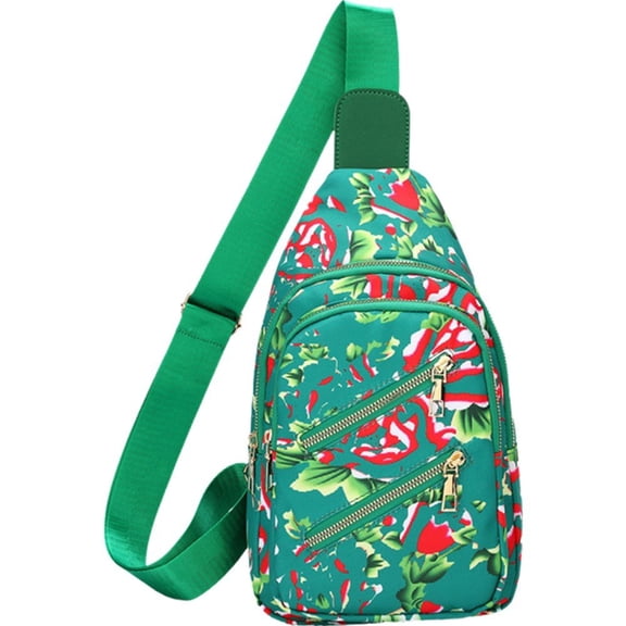Jiibva Chinese Flower Printed Sling Bag Chest Bag for Men Women, Lightweight Casual Crossbody Bag Shoulder Bag for Hiking Cycling Traveling