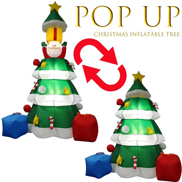 8ft Blow Up Inflatable Christmas Tree LED Lighted with 2 Gift Boxes