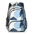 thumbnail image 2 of Blue and Gold Marble Pattern Backpack for School, Cute School Bag with Adjustable Shoulder Straps and Padded Back, 16.9"x12.6"x5.9", 2 of 5