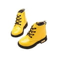 thumbnail image 3 of SIMANLAN Boys Girls Ankle Boots Kids Lace Up Waterproof Combat Shoes With Side Zipper for Toddler/Little Kid/Big Kid Yellow 10C, 3 of 9