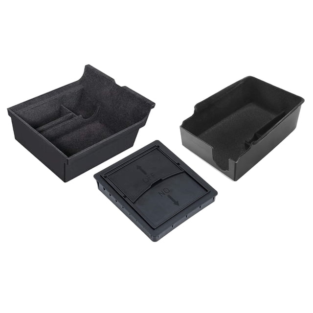 3PCS Center Console Organizer Tray Fit for 2021 Model 3/Y Armrest Cubby Drawer Storage Box Accessories (Flocking)
