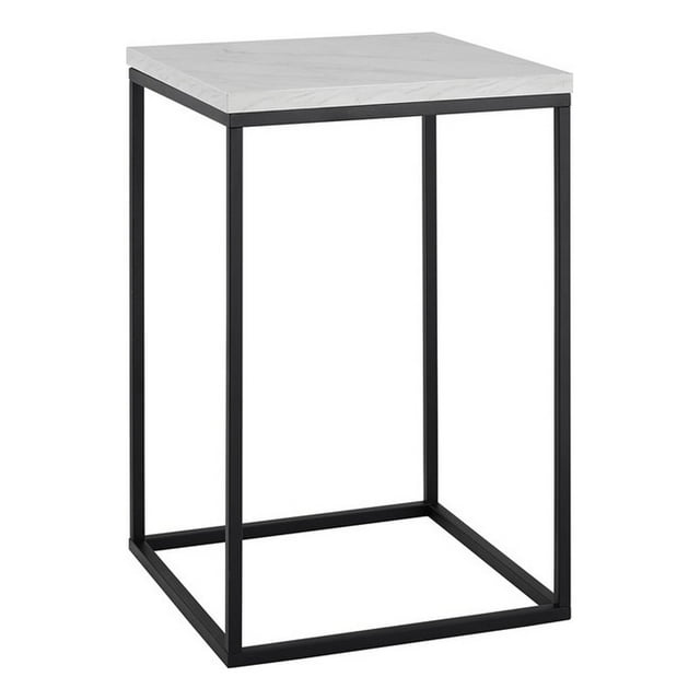 Pemberly Row 16" Table d'Appoint Boîte Ouverte en Métal Moderne en Blanc/noir