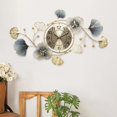 thumbnail image 3 of Relojes colgantes de pared nórdicos, hoja de Ginkgo, arte del hierro, ambiente silencioso, luz de lujo para dormitorio, tienda, Hotel, decoración de pequeñas horizontales Sunnimix Reloj de pared, 3 of 8